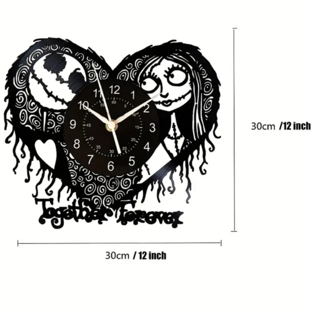 Jack Sally Skellington Nightmare before Christmas vinyl record wall clock